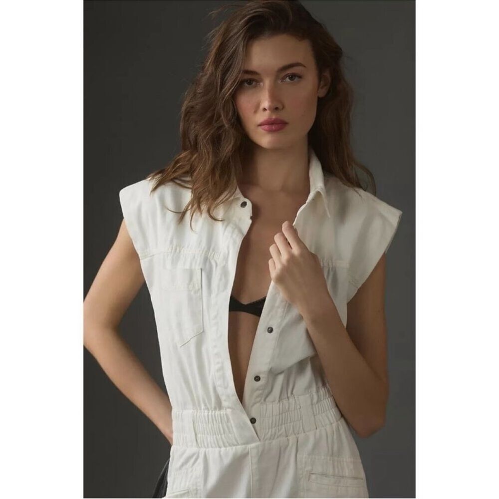 PISTOLA x Revolve Women's Rosie Cotton Jumpsuit in Porcelain White Size Medium - Picture 2 of 12